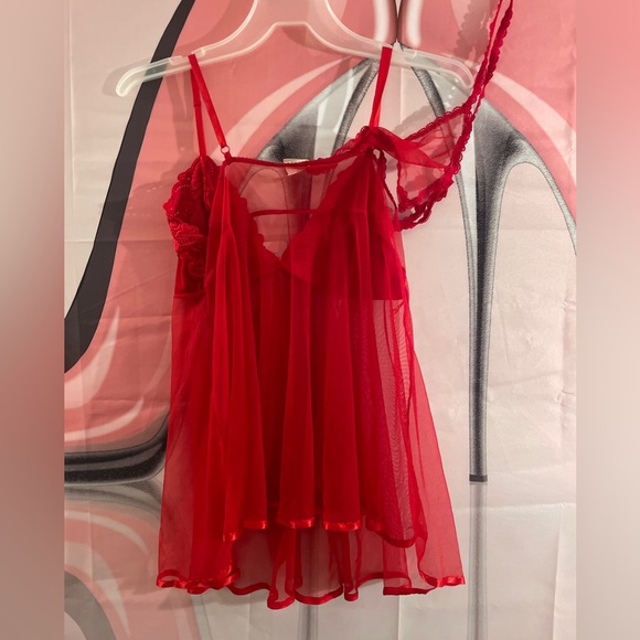 2X Red Baby Doll Sheer and Lace - Picture 2 of 4